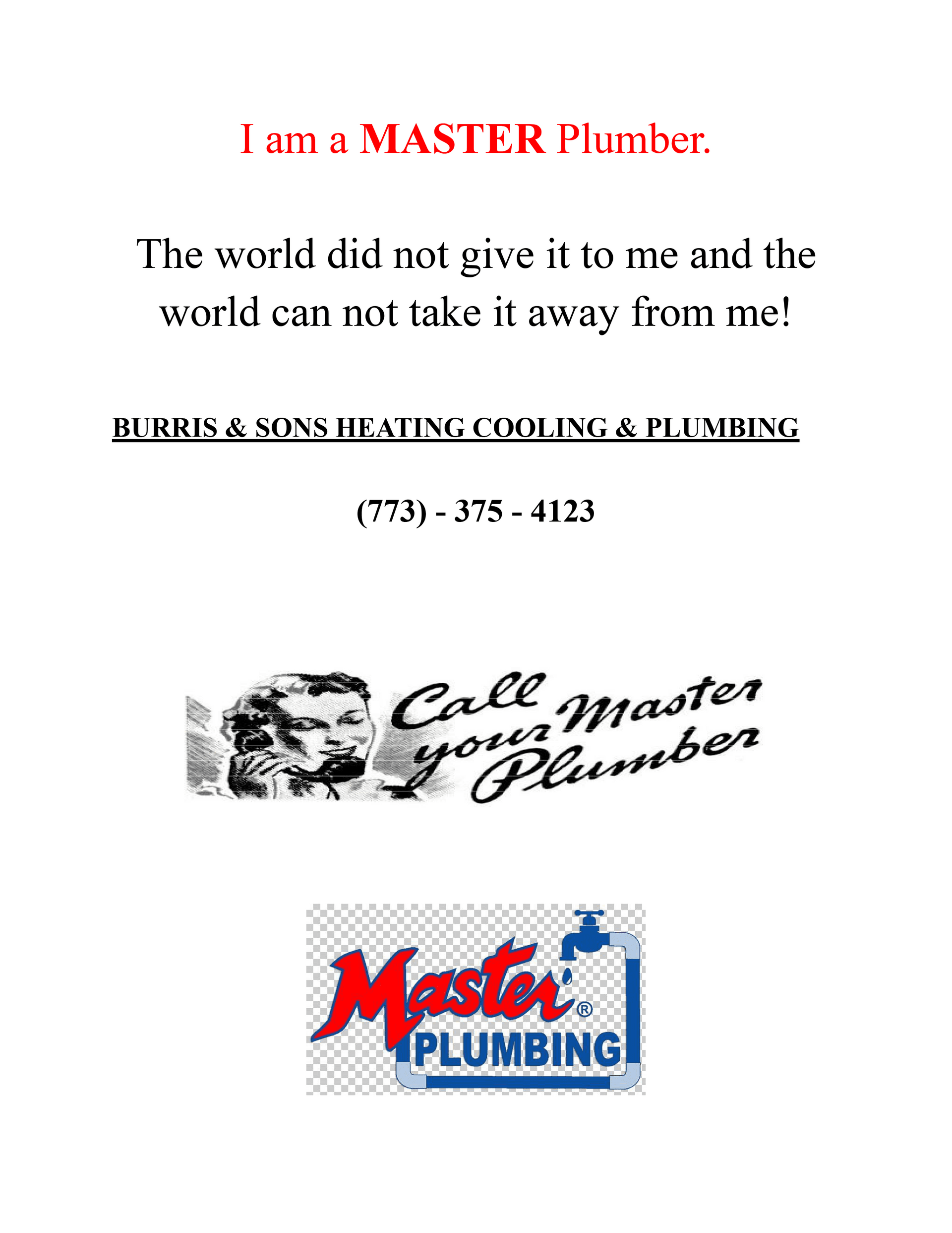 I Am A Master Plumber certification