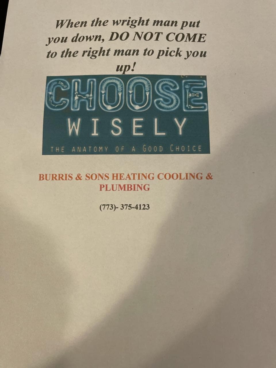 Completed plumbing repair work